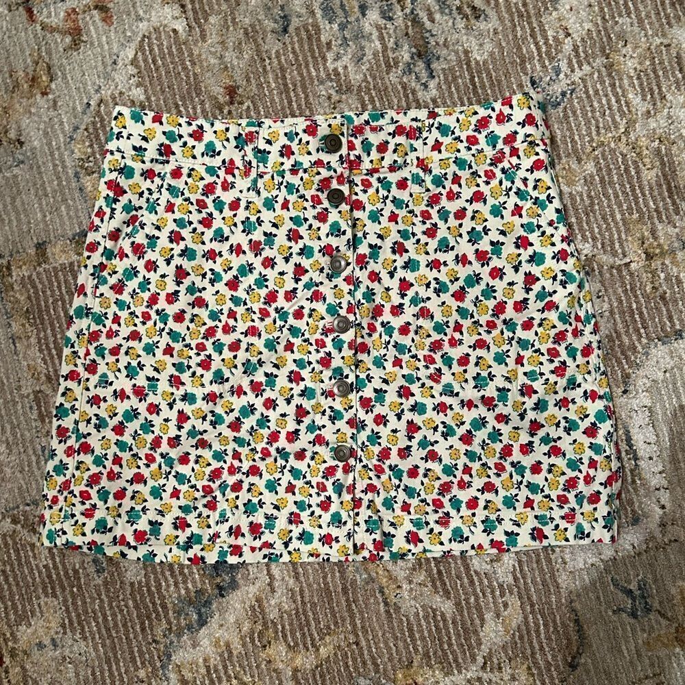 J. Crew Red floral skirt